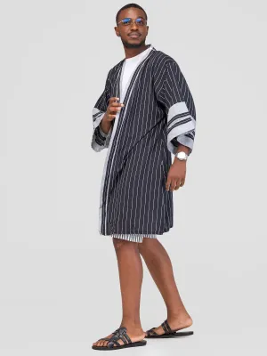 Liquid Lemn Mistari Semi Casual Kimono - Black