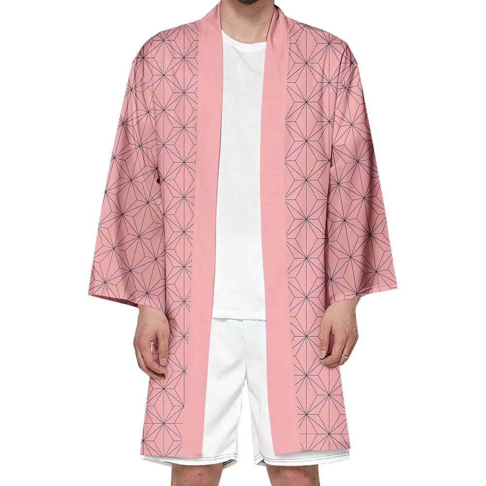 Long Casual kimono style cardigan- Pink