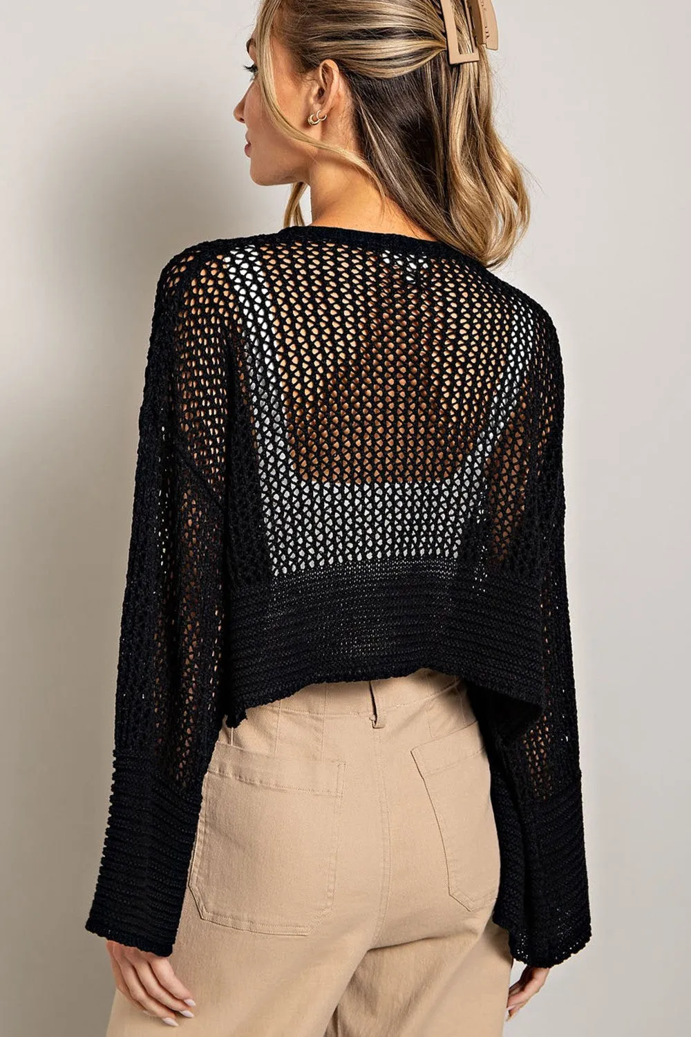 Long Sleeve Eyelet Cardigan