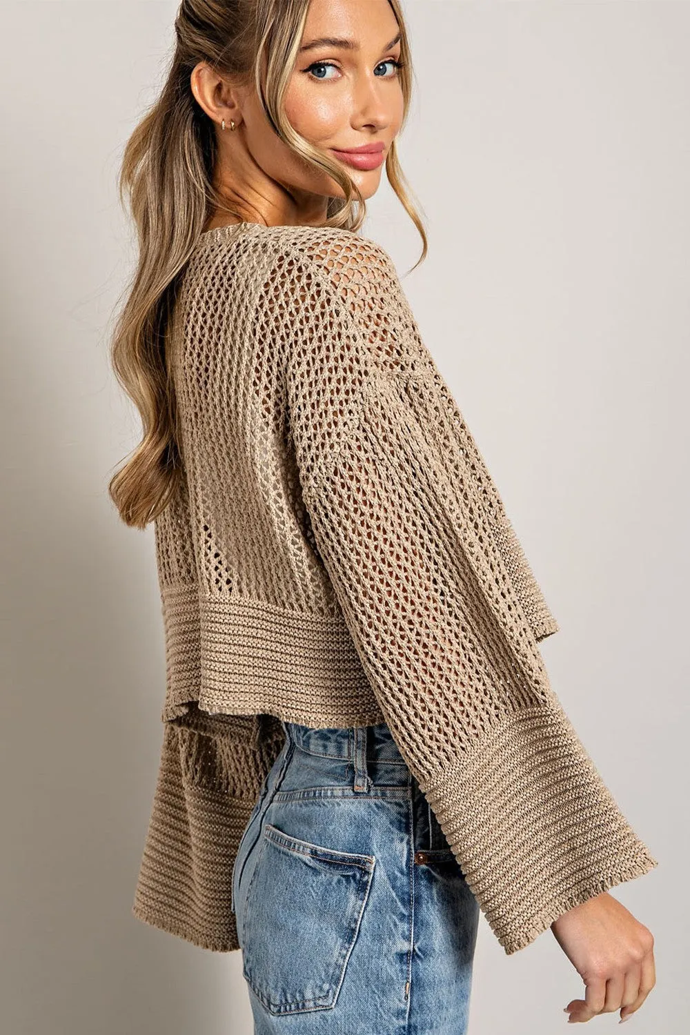 Long Sleeve Eyelet Cardigan