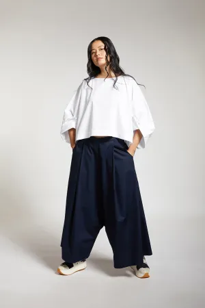 LOW CROTCH FLARE PANTS WITH PLEATS