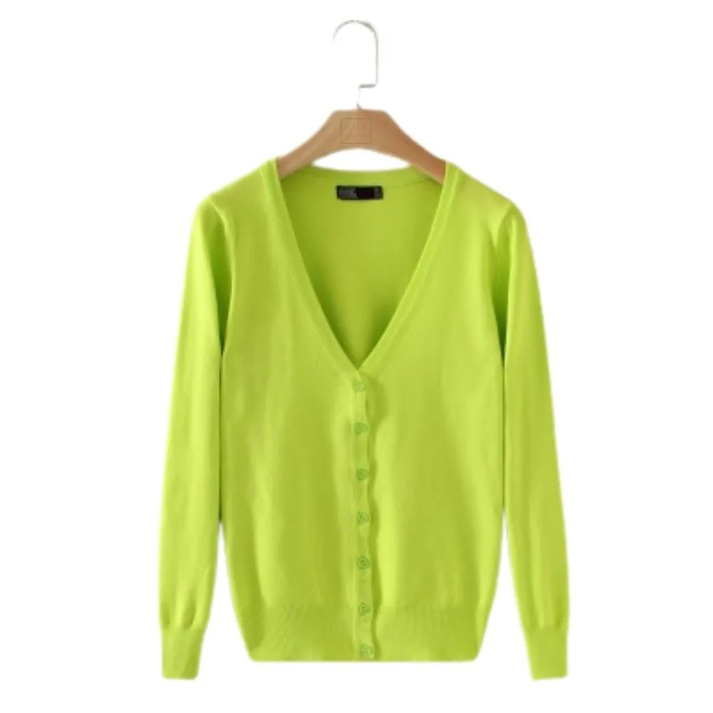 Luexco Women's Cardigan Long Sleeve Button V Neck Solid