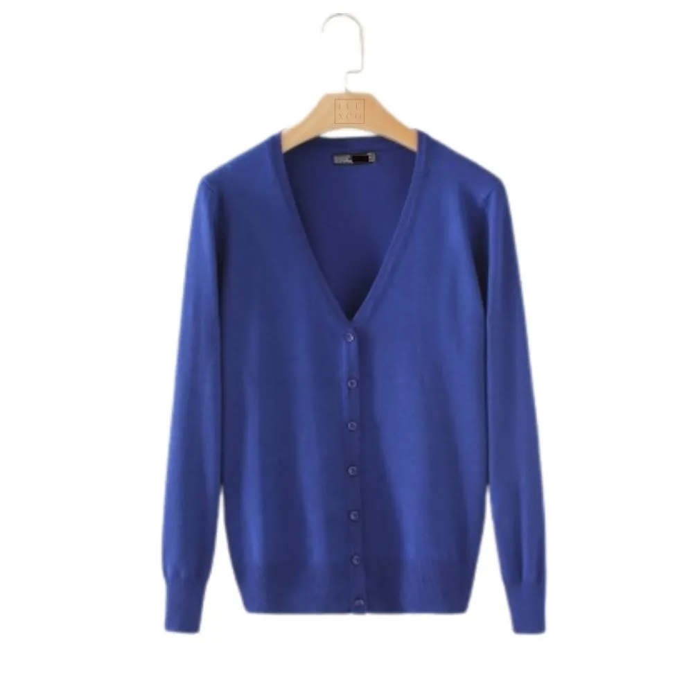 Luexco Women's Cardigan Long Sleeve Button V Neck Solid