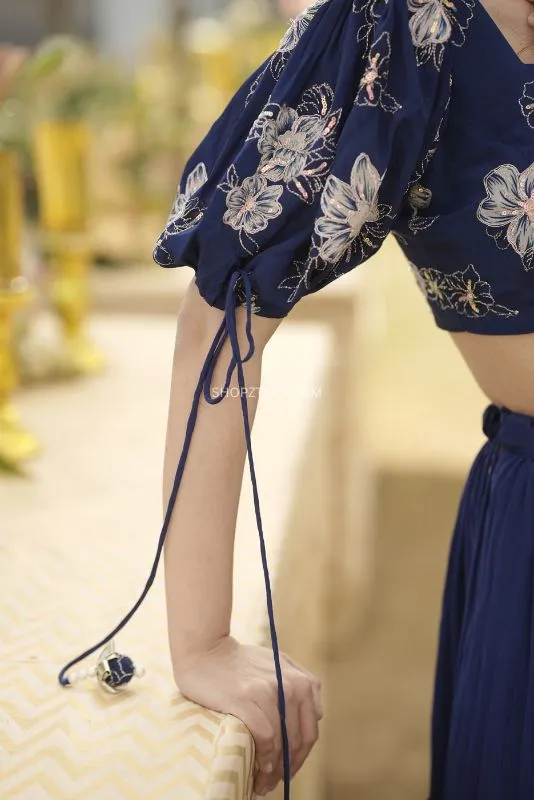Marshall Blue Crepe Croptop-Skirt