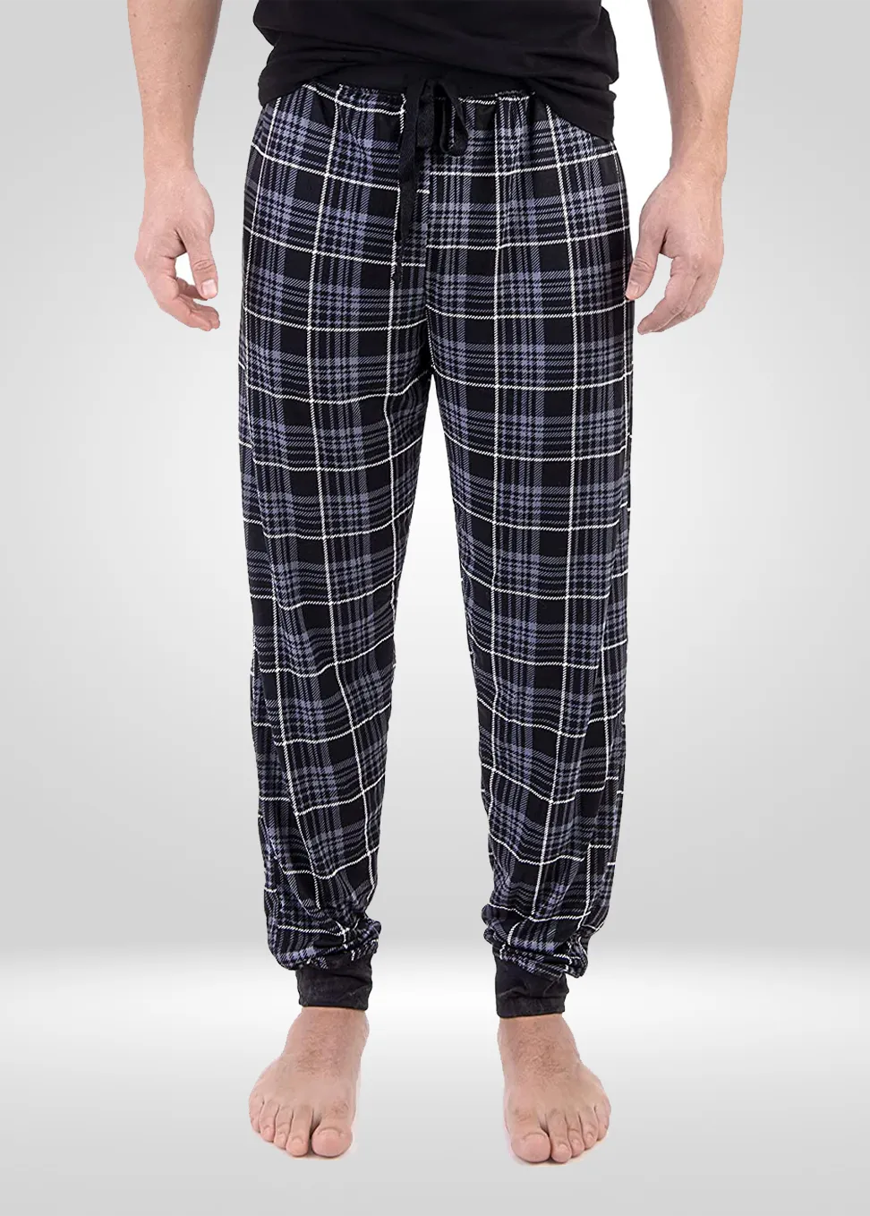 Mens Black Grey Pajama - Knit Jogger