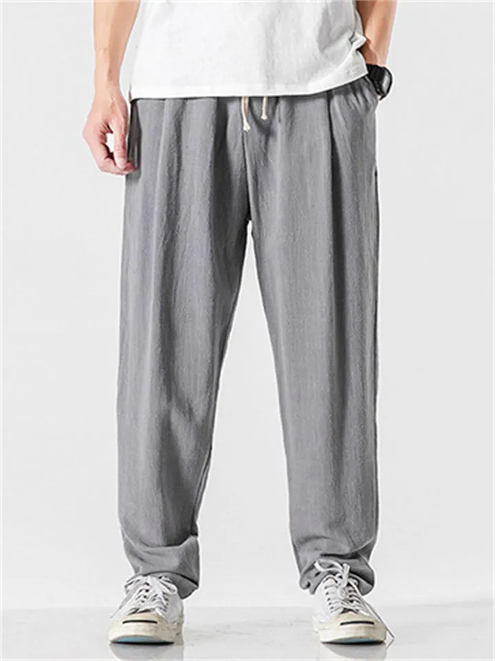 Men's Comfortable Linen Regular Fit Straight-Leg Trousers