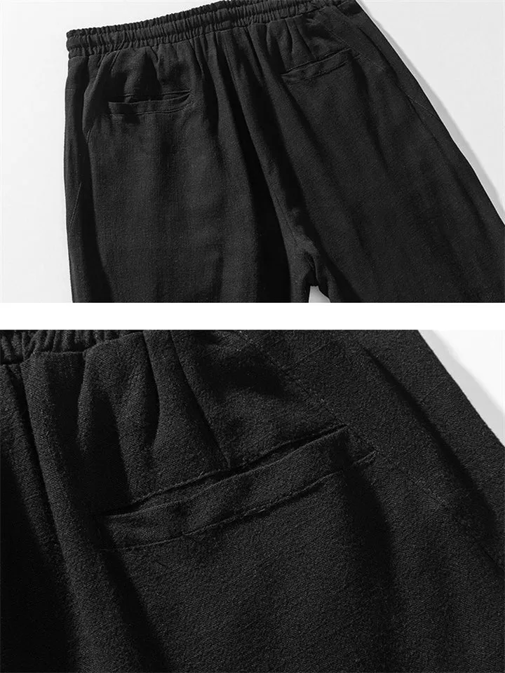 Men's Comfortable Linen Regular Fit Straight-Leg Trousers