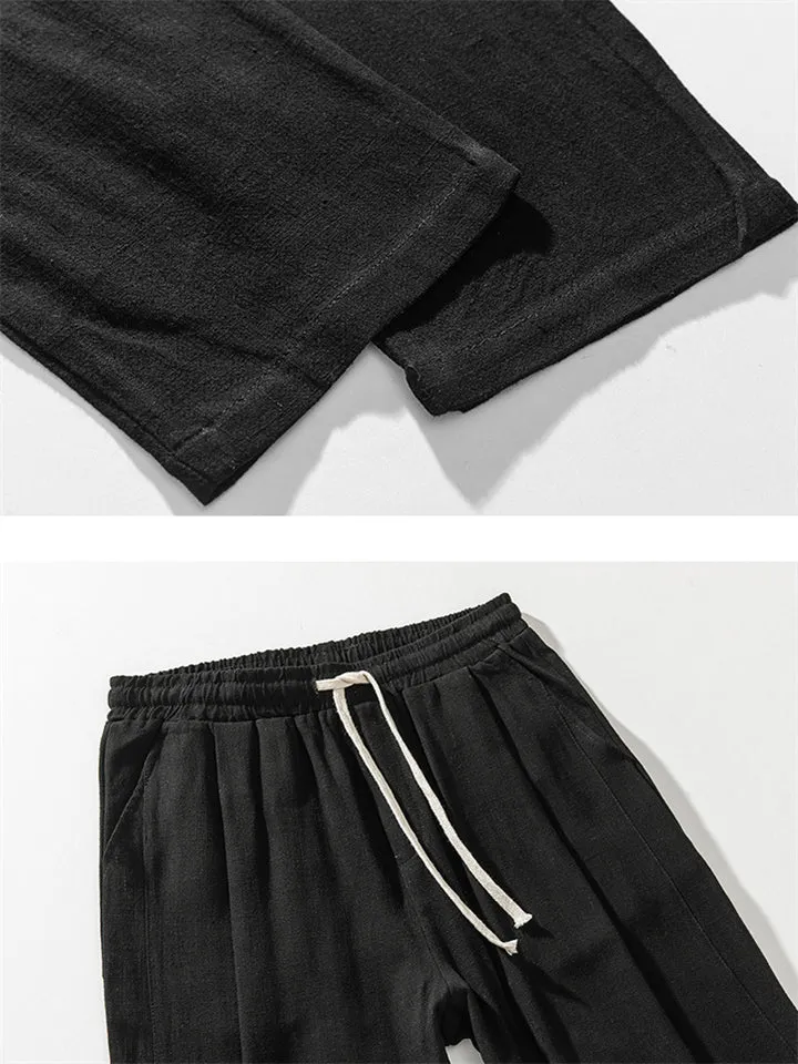 Men's Comfortable Linen Regular Fit Straight-Leg Trousers