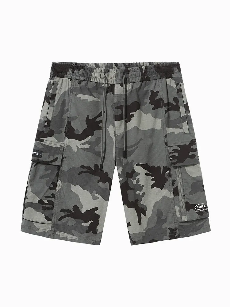 Men's Printed Cotton Stretch Waffle Cargo Pants