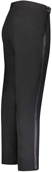 Men's Tuxedo Pants Side Satin Stripe - Pleated Or Flat Front - Black - Flat Front