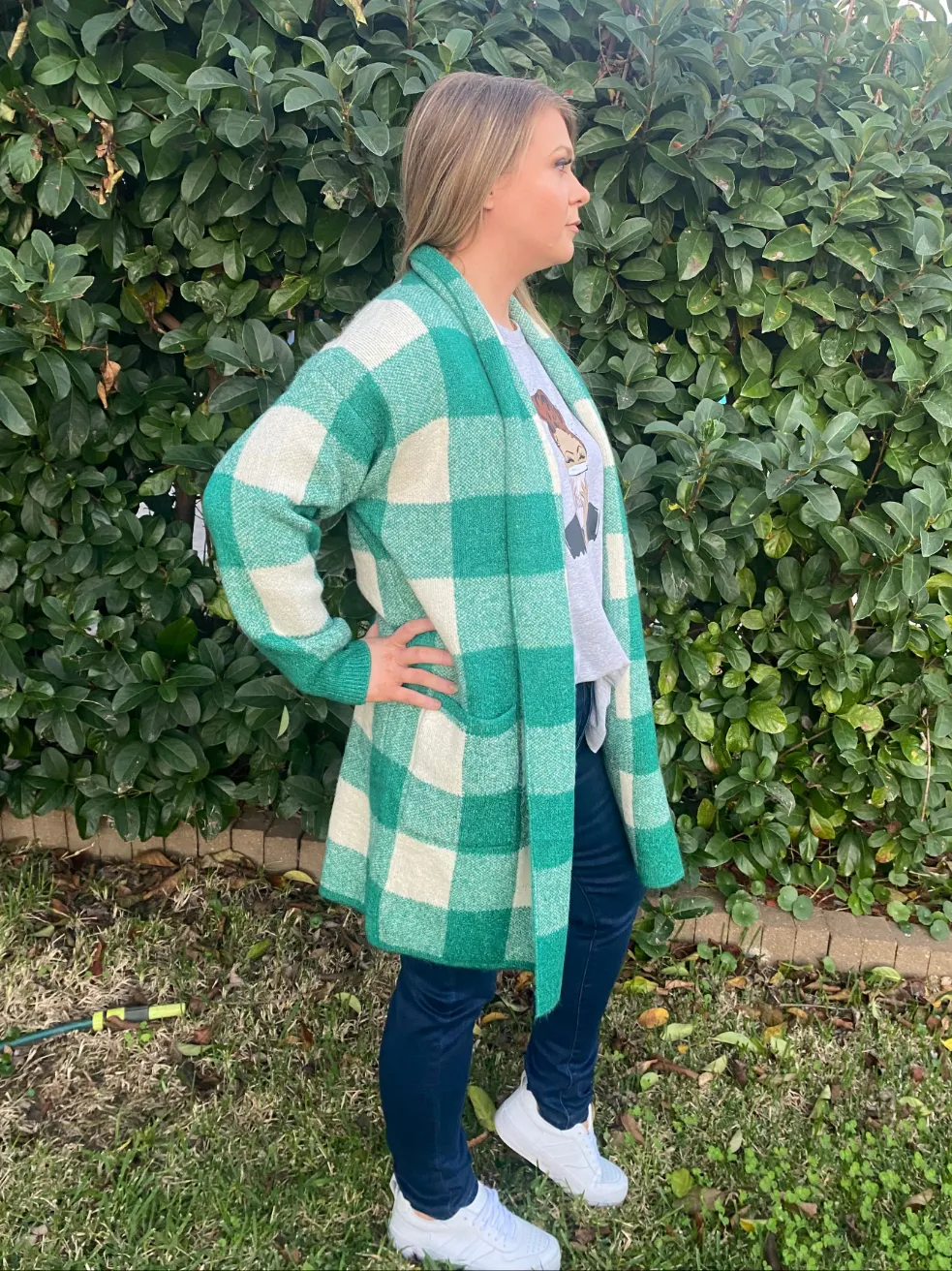 MINNY Soft Open Pattern Cardigan - Green