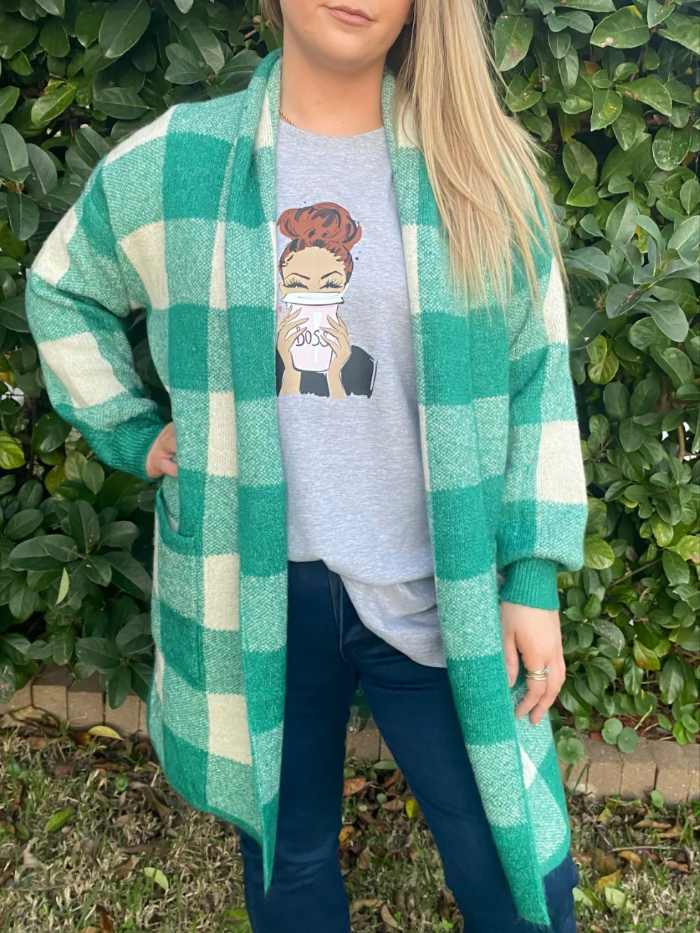 MINNY Soft Open Pattern Cardigan - Green