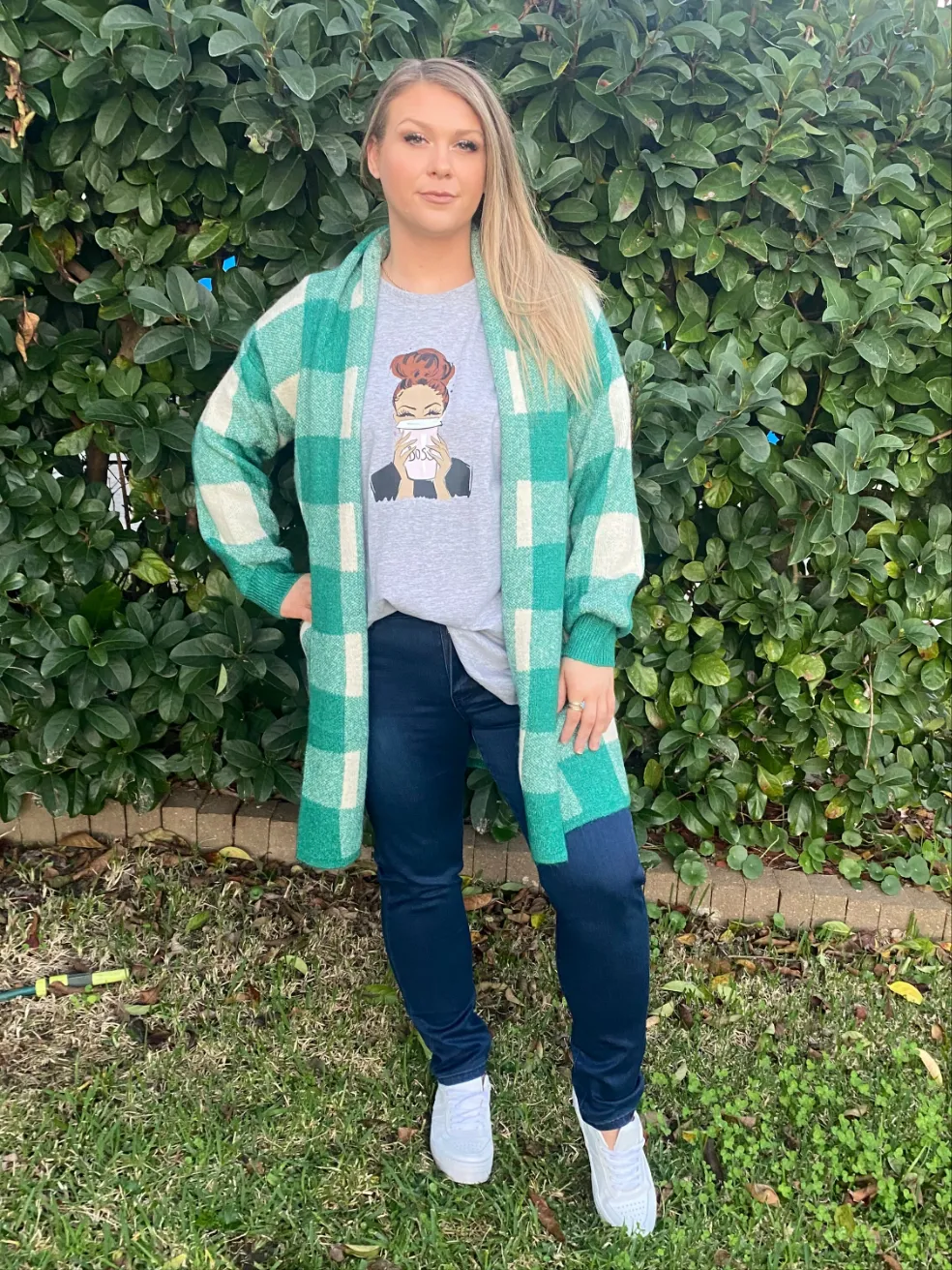 MINNY Soft Open Pattern Cardigan - Green