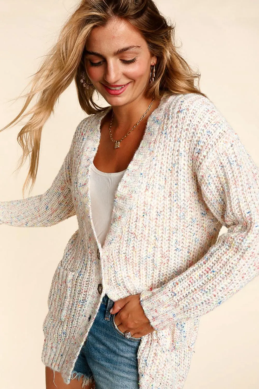 Multi Color Cable Cardigan