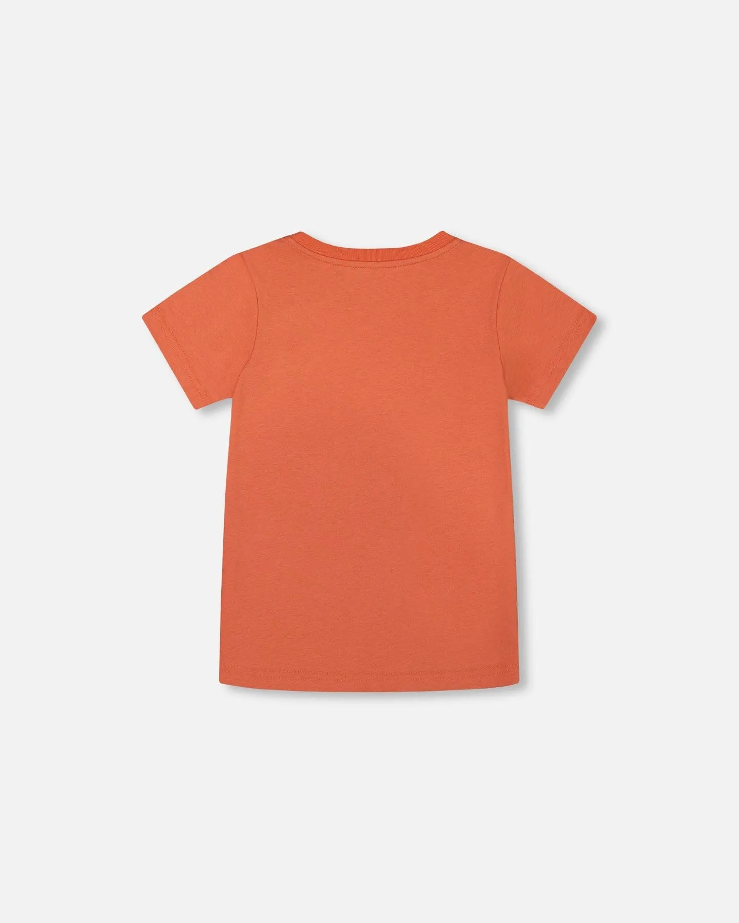 Organic Cotton Graphic Tee Orange And Navy Dino
