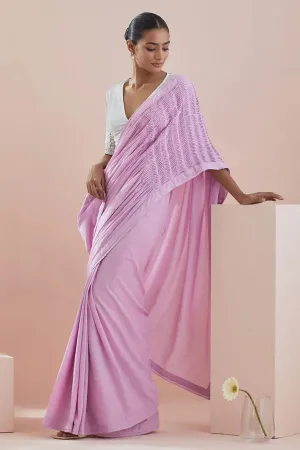 Pink Pure Cotton Pintuck Saree