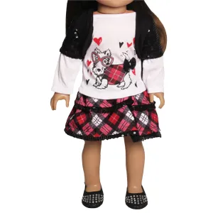 Plaid Glamour Puppy Outfit for 18-inch dolls
