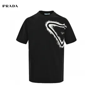 Prada Triangle Spray Paint Logo T-Shirt (Black)