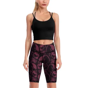 Purple Skulls Comfortable Fitness Yoga Shorts