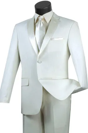"Elevate Your Prom or Wedding: The Vinci Ivory Notch Tuxedo, a Symphony of Sophistication"
