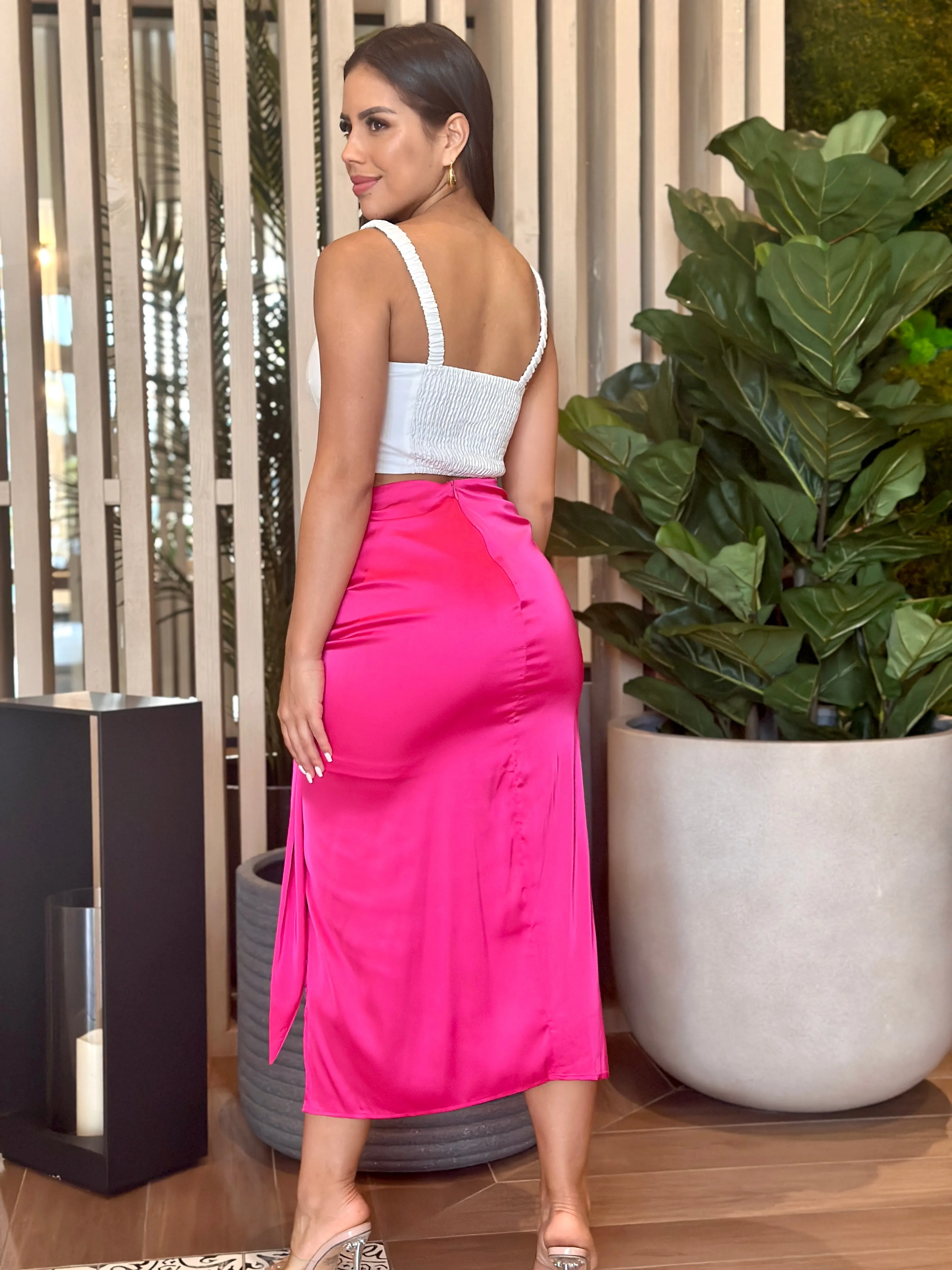 "Olivia" High Waisted Midi Skirt