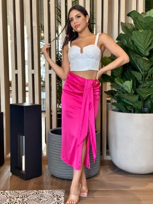 "Olivia" High Waisted Midi Skirt