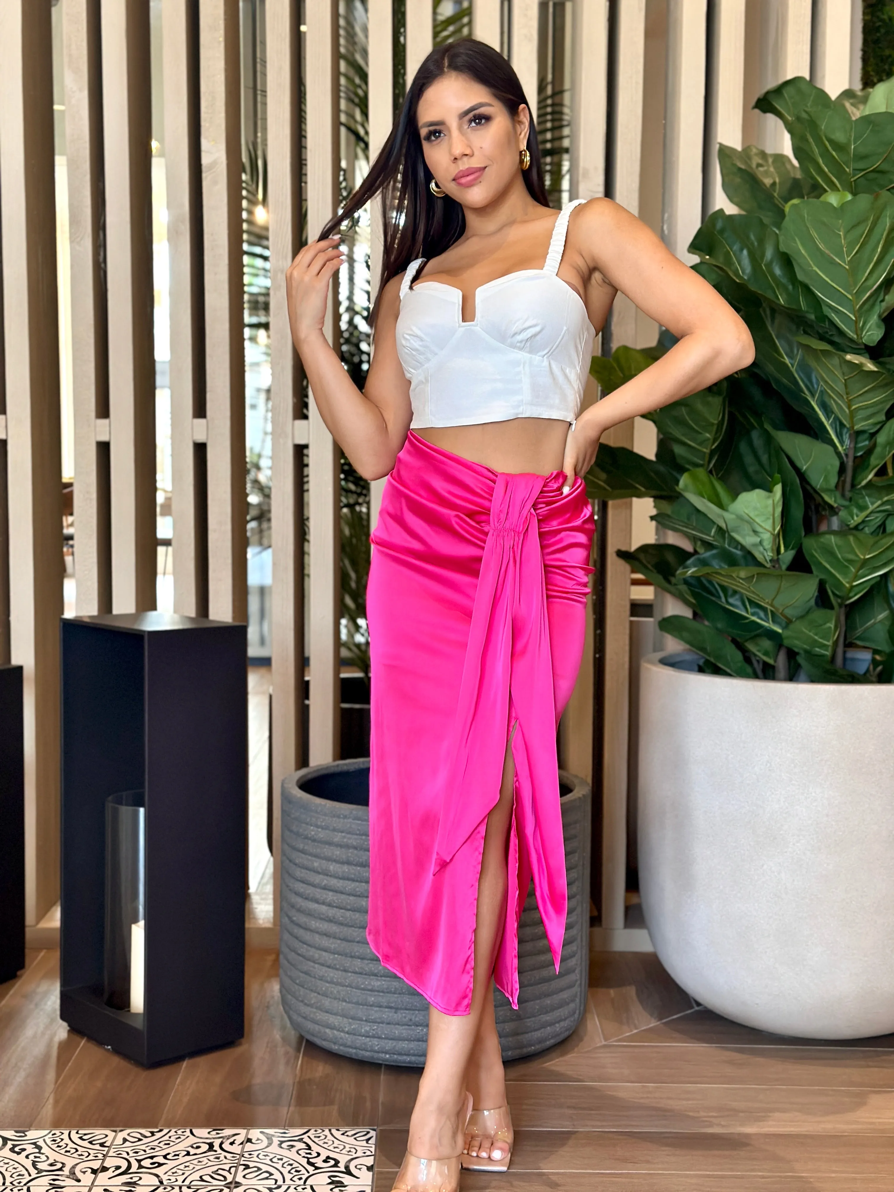 "Olivia" High Waisted Midi Skirt