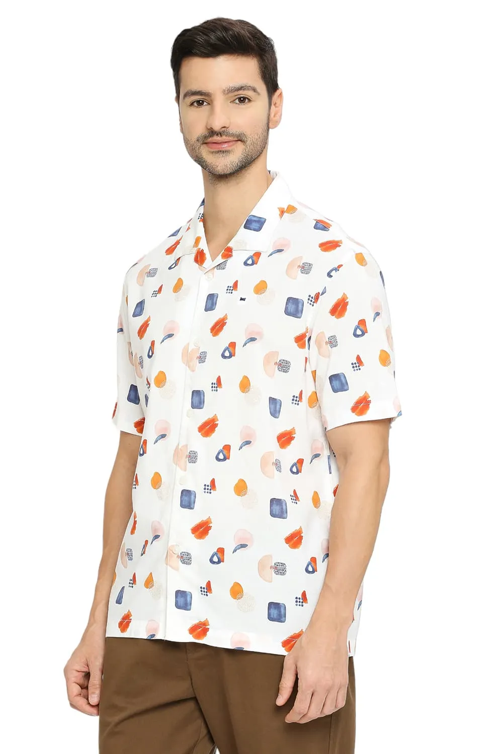 Relaxed Fit Cotton Viscose Digital Printed Halfsleeves Shirt