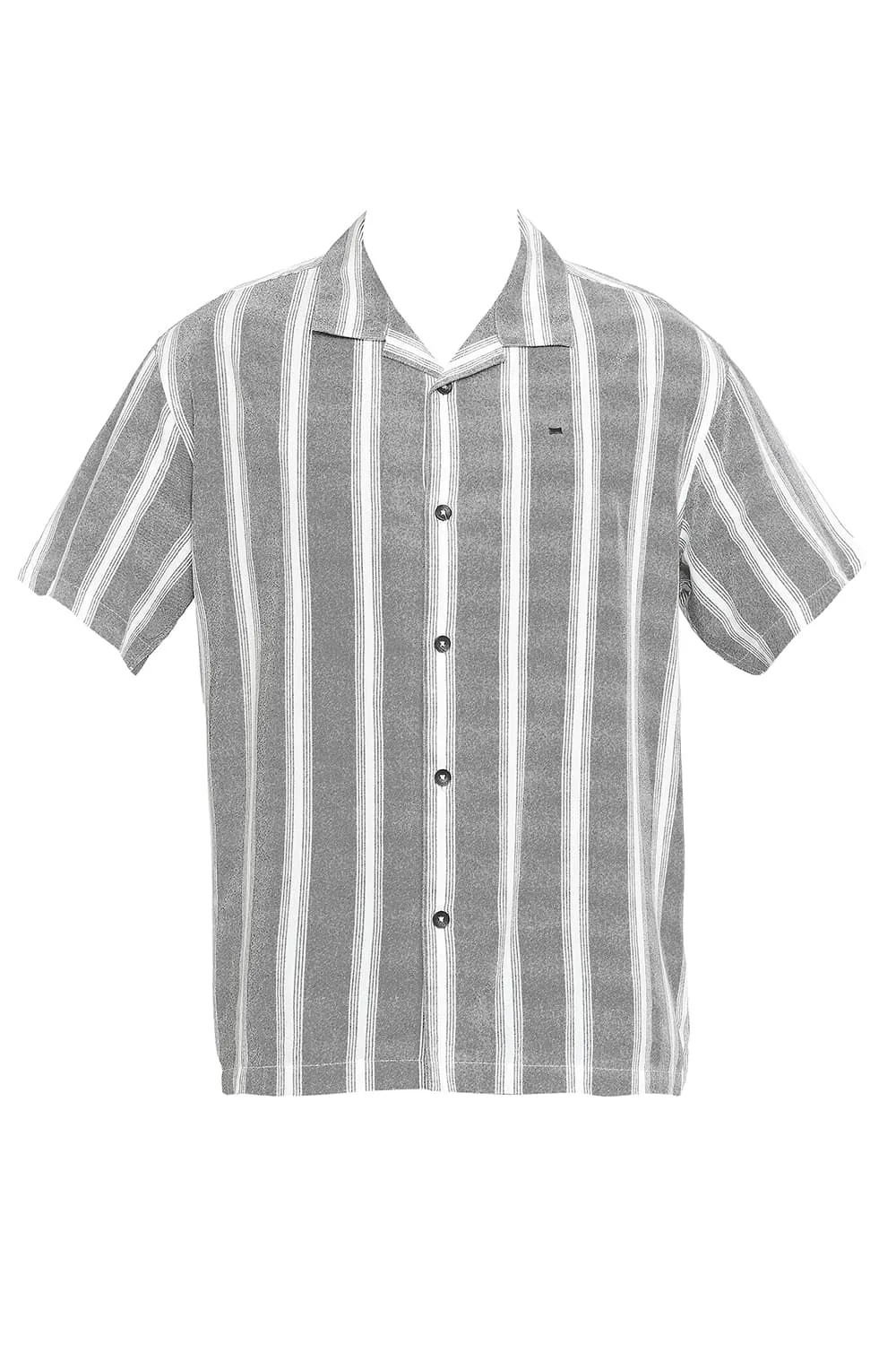Relaxed Fit Cotton Viscose Printed Stripe Halfsleeves Shirt