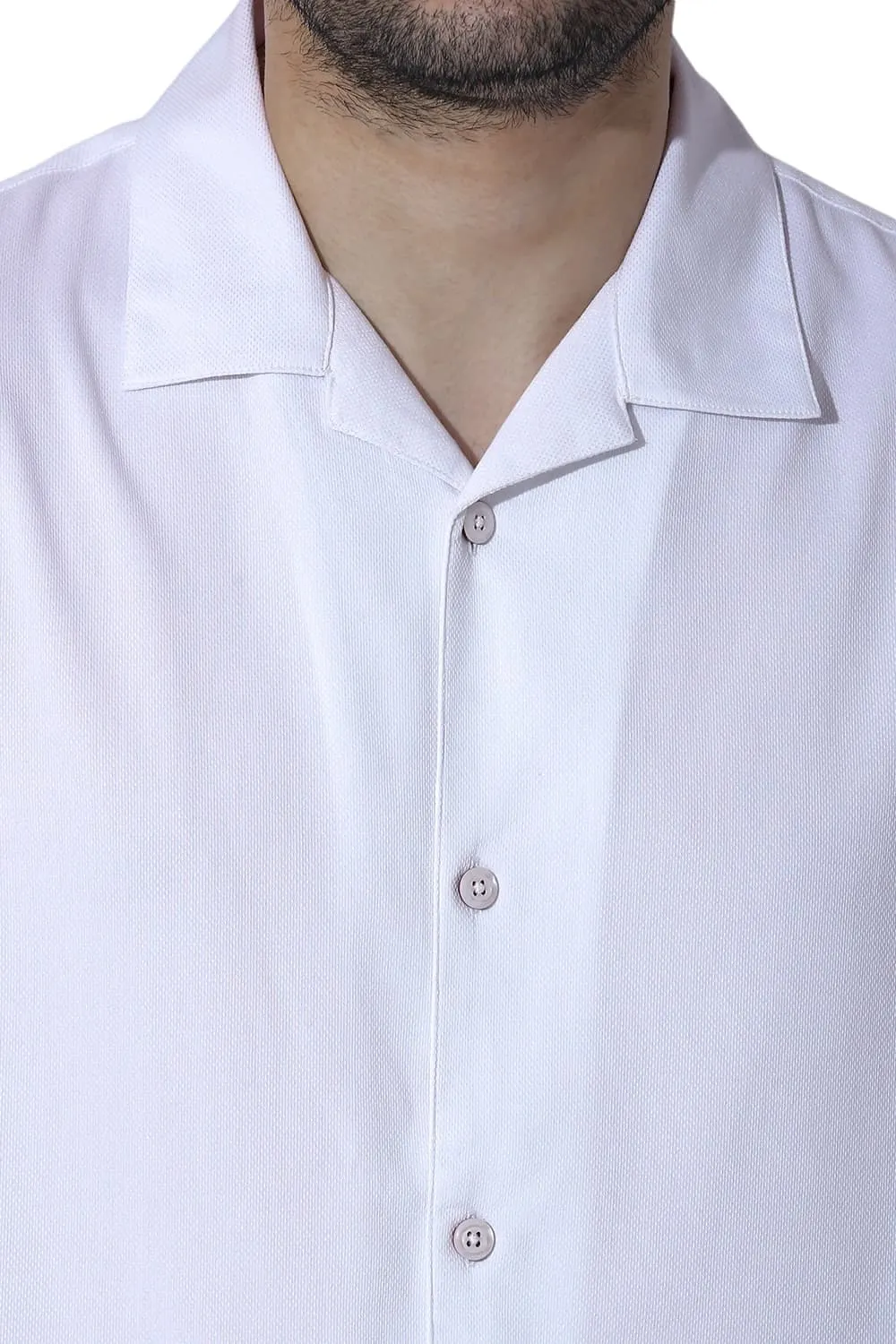 Relaxed Fit Viscose Polyester Stretch Dobby Halfsleeves Shirt