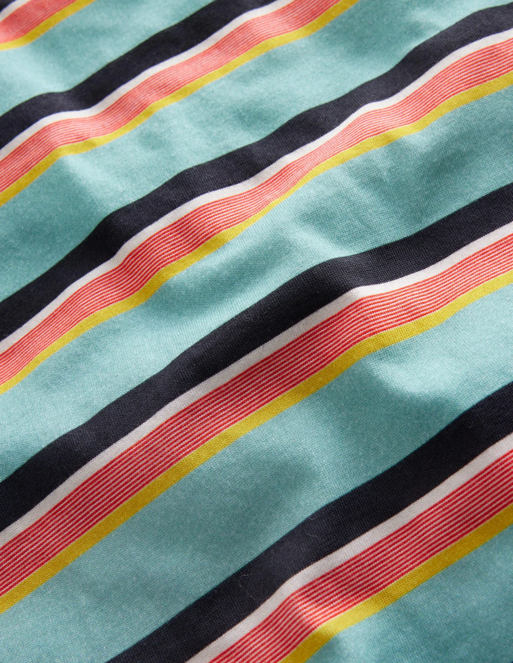 Retro Stripe Ringer T-shirt-Aqua Sea Blue/Multi
