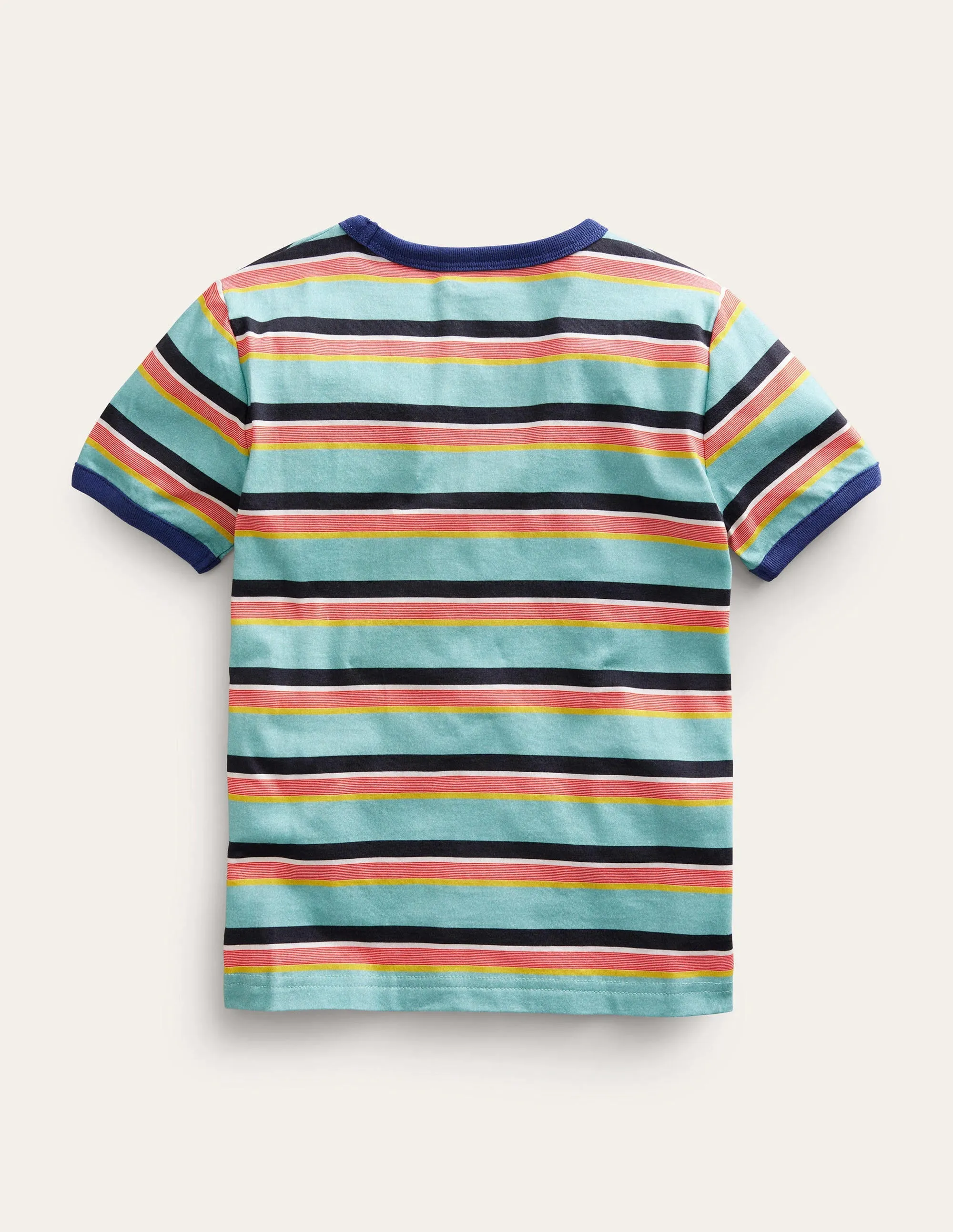 Retro Stripe Ringer T-shirt-Aqua Sea Blue/Multi