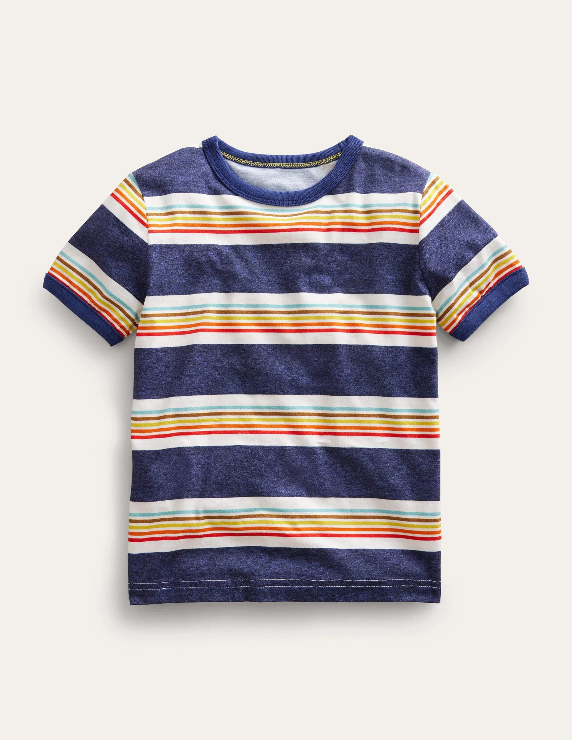 Retro Stripe Ringer T-shirt-Soft Starboard Blue/Multi