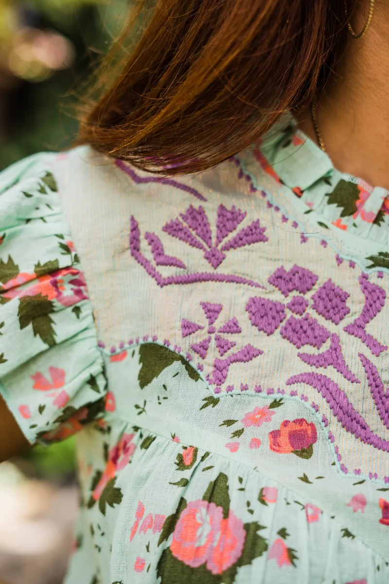 Ruffle Embroidered Top