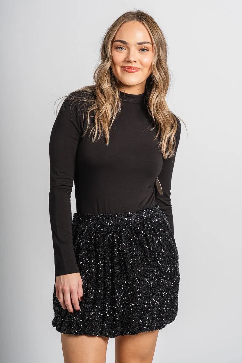 Sequin balloon skirt black