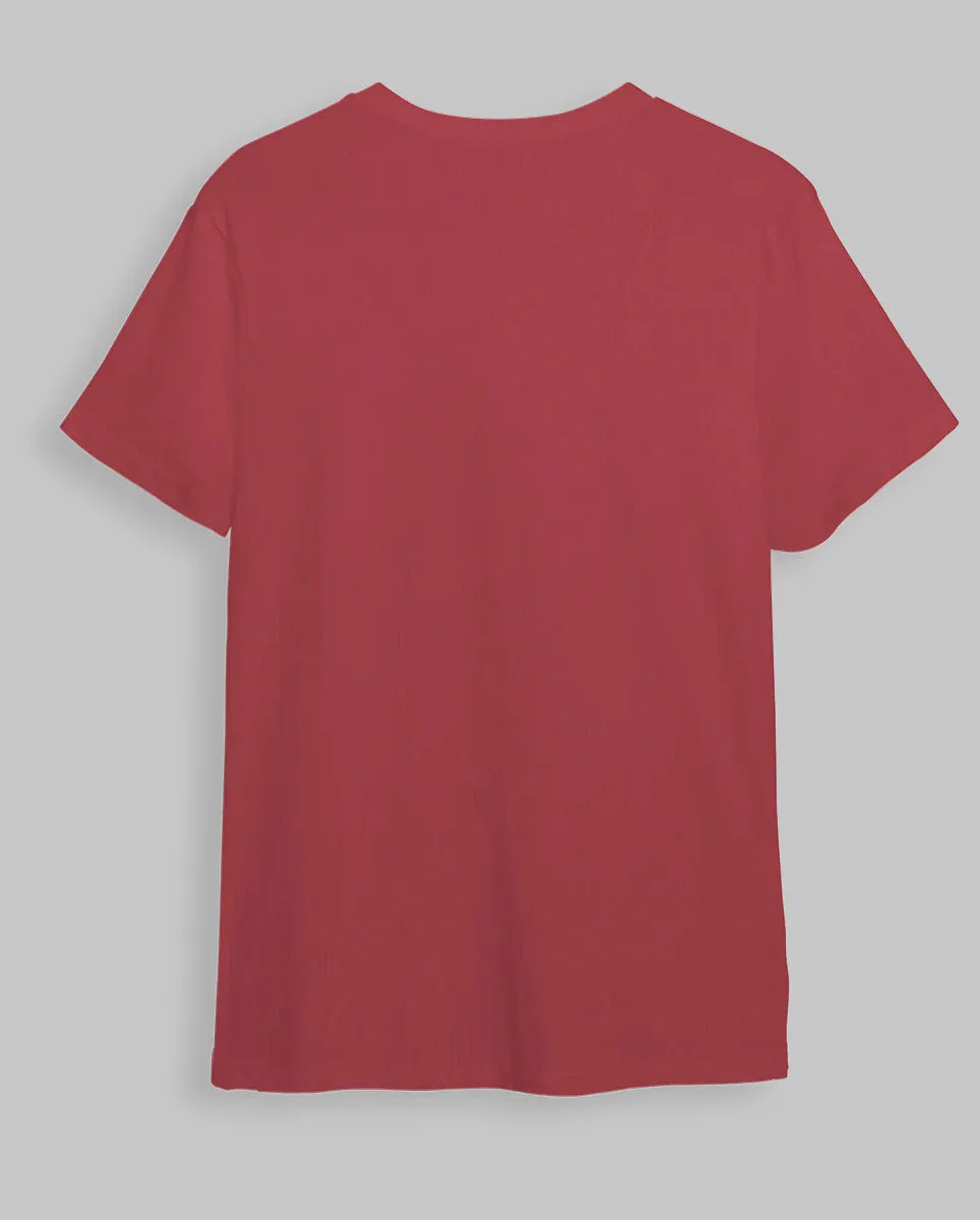 Sktks Solid Round Neck Maroon T-Shirt