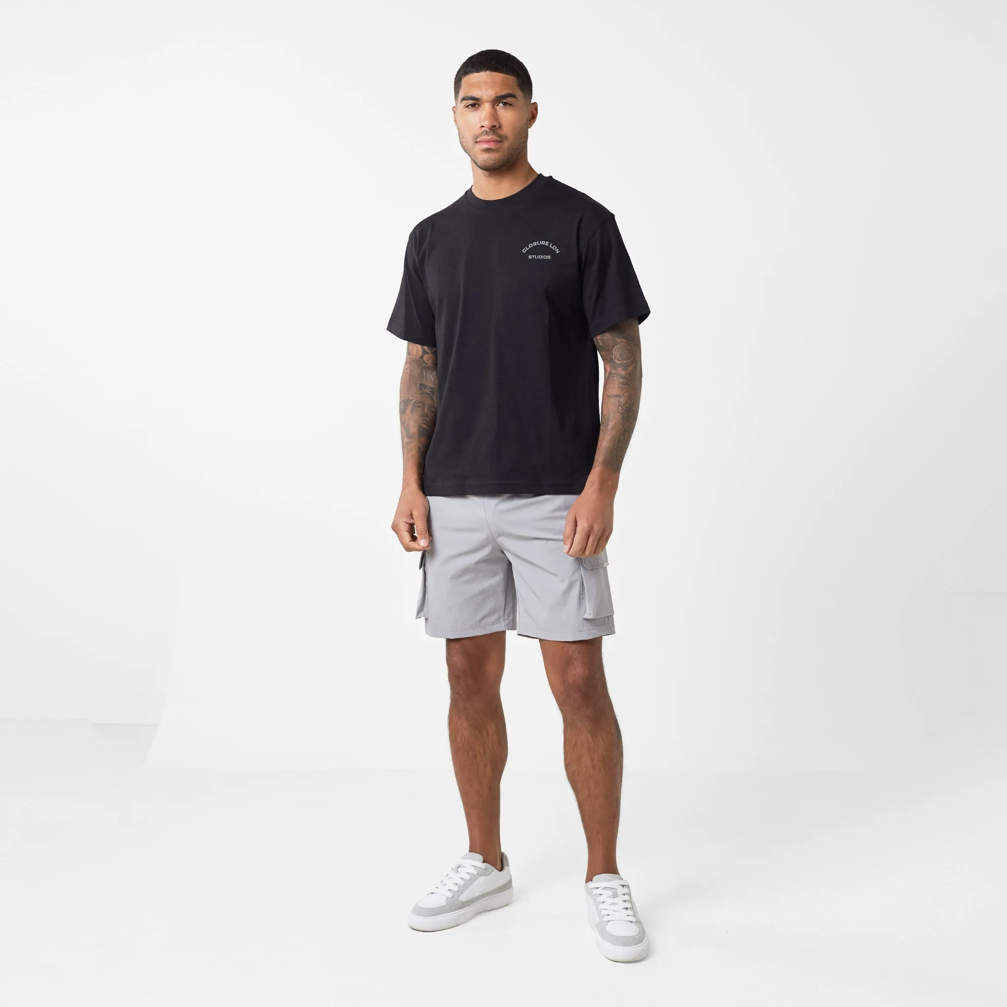 Stamped Logo Relaxed Fit T-Shirt | Black