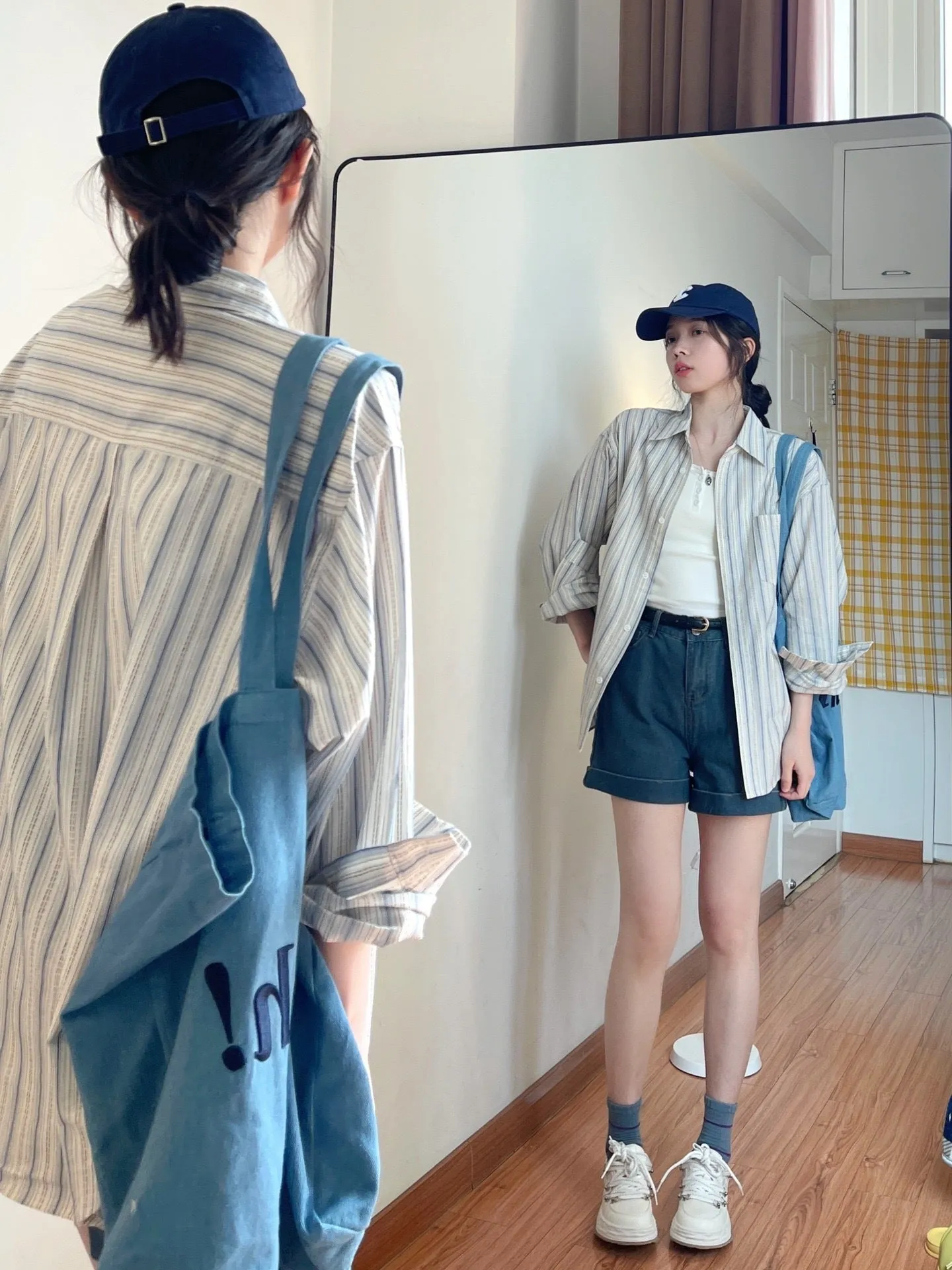 Striped everyday versatile French long-sleeved thin shirt