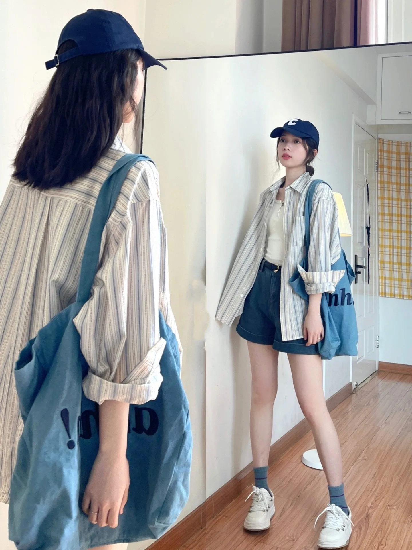 Striped everyday versatile French long-sleeved thin shirt