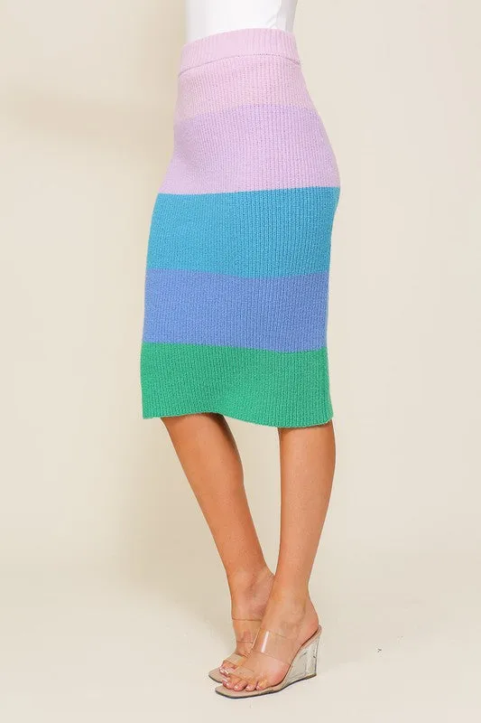 Timing High-Waisted Midi Sweater Multicolor Skirt