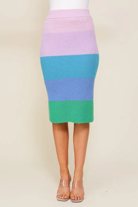 Timing High-Waisted Midi Sweater Multicolor Skirt