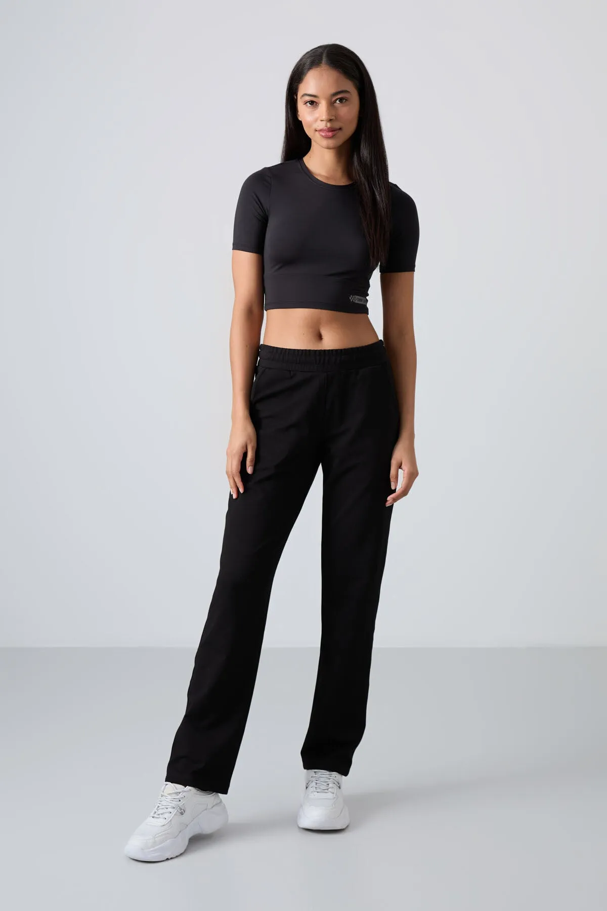 TMY Black High Waist Pocketed Comfort Fit Classic Leg Women's Sweatpants - 94584 - Edinburg