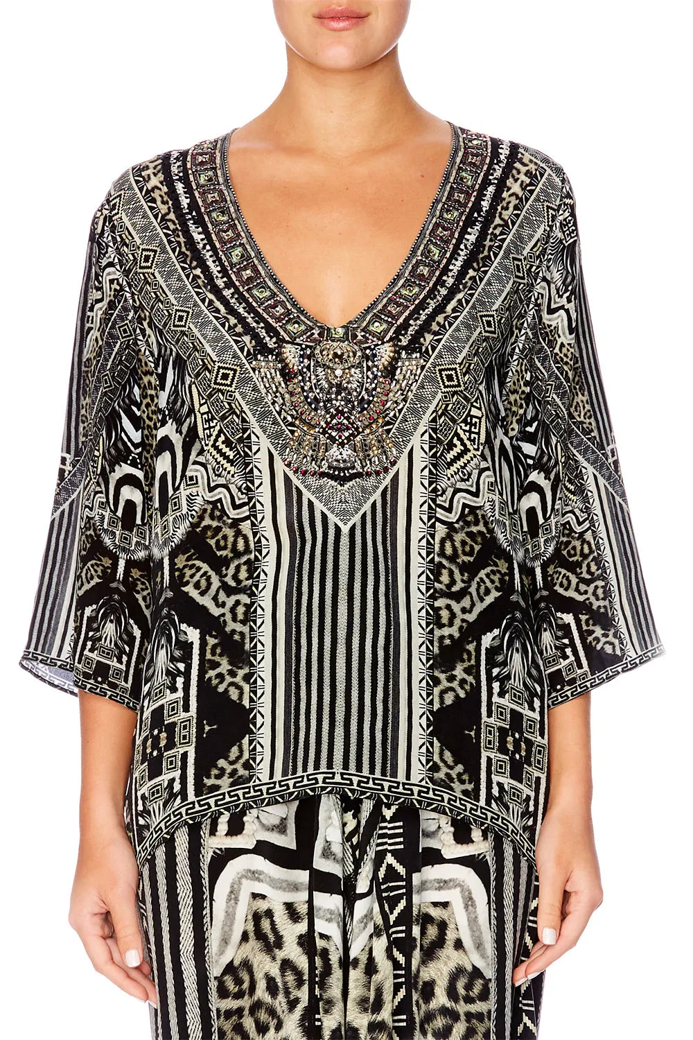 V NECK OVERSIZED BLOUSE TRIBAL THEORY