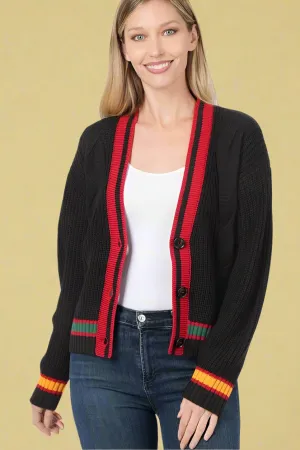 Varsity Cardigan Black