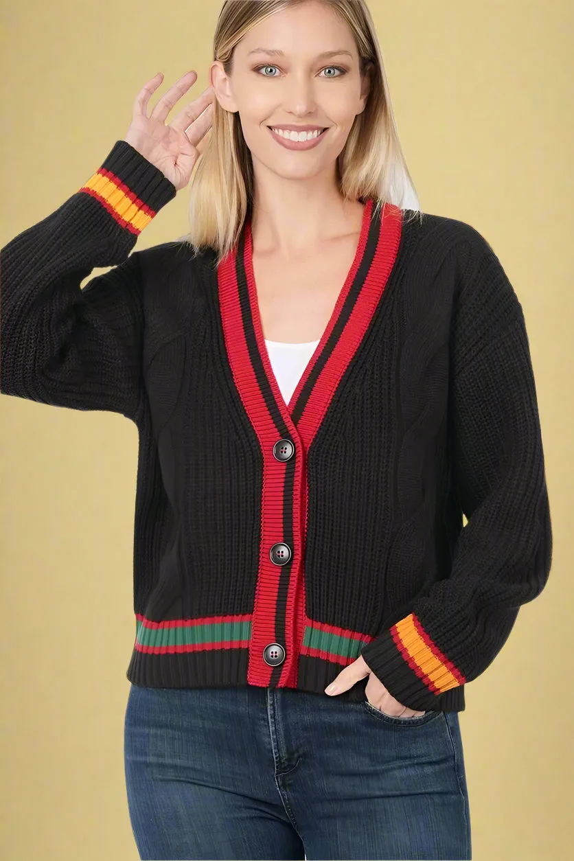 Varsity Cardigan Black