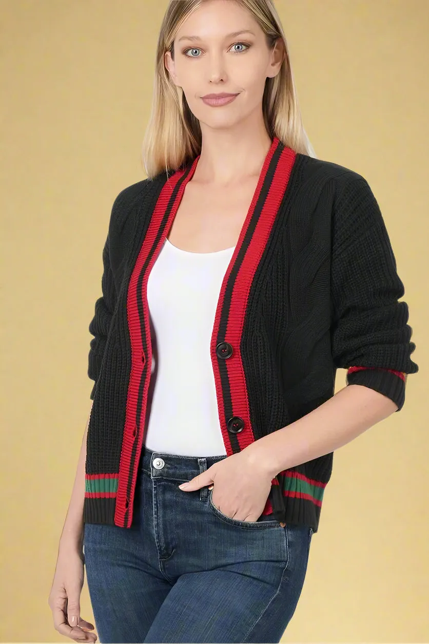 Varsity Cardigan Black