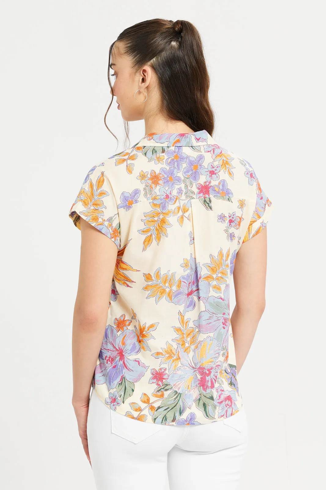 Women Beige Printed Shirt