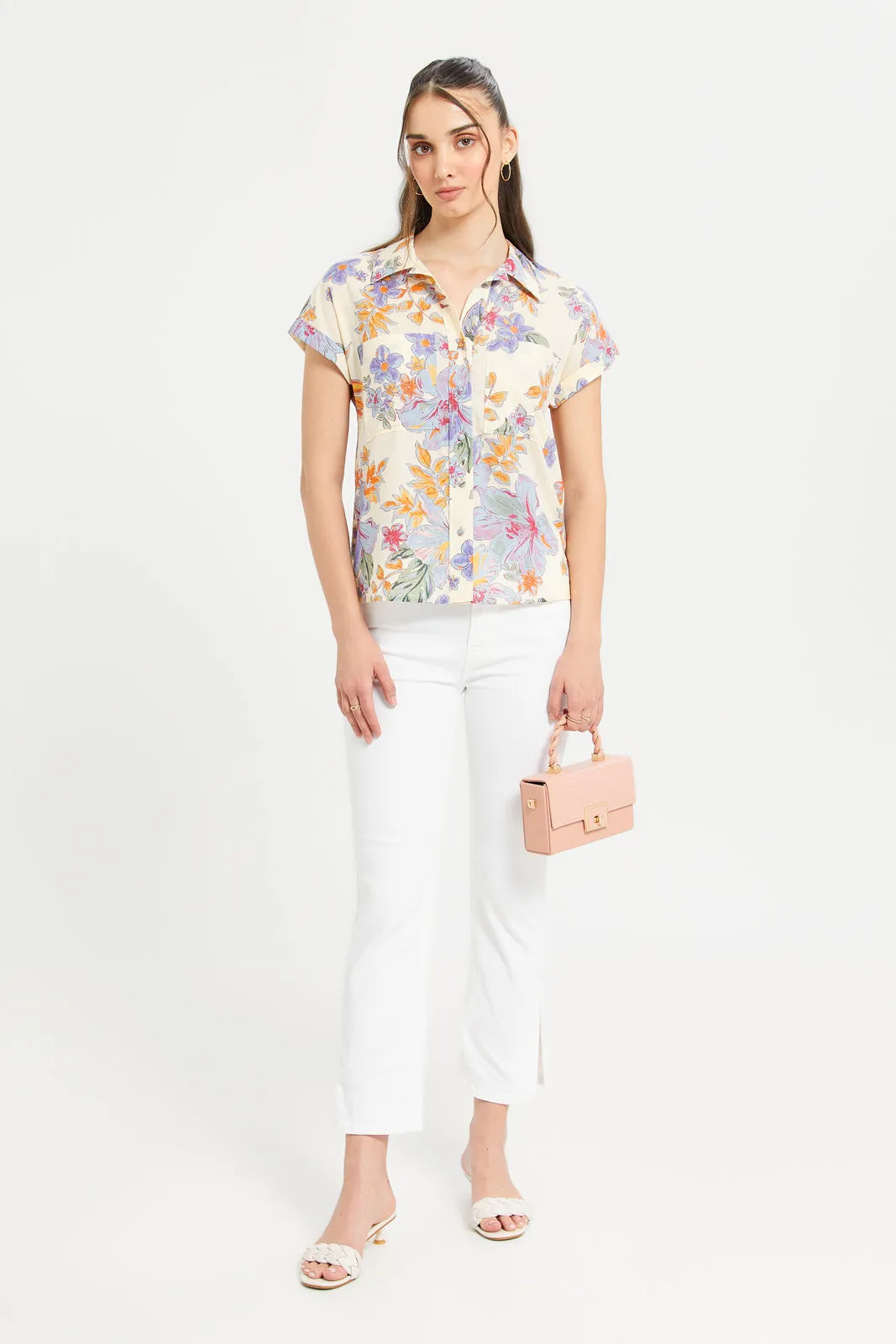 Women Beige Printed Shirt
