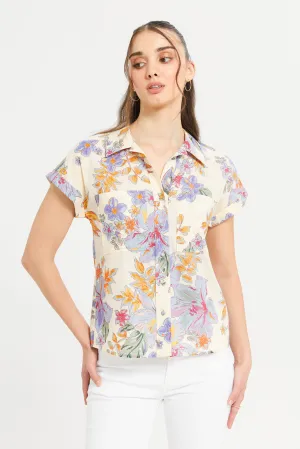 Women Beige Printed Shirt