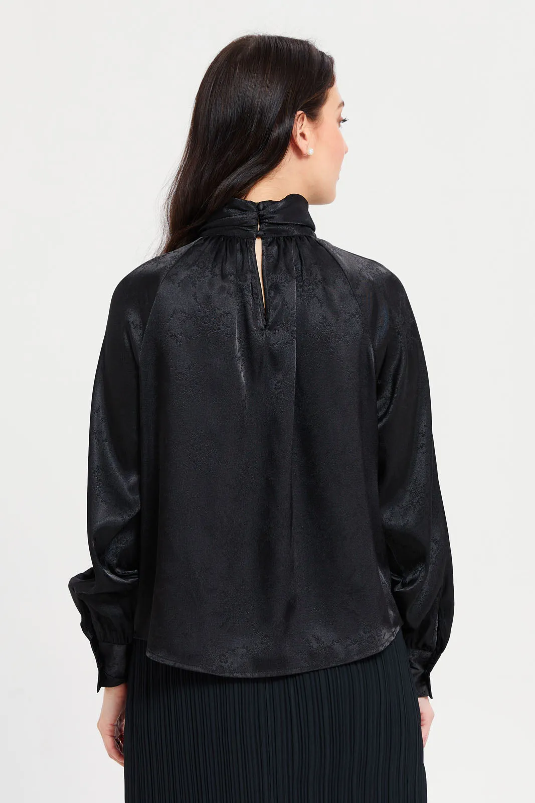 Women Black Jacquard Blouse